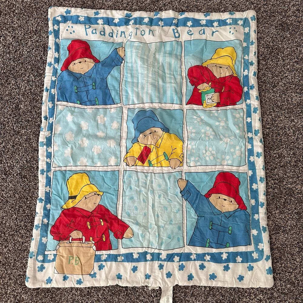 Vintage Paddington Bear Baby Crib or Toddler Bed Blanket Quilt